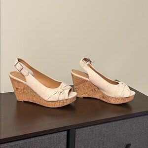 Chic Cream Wedge Sandals